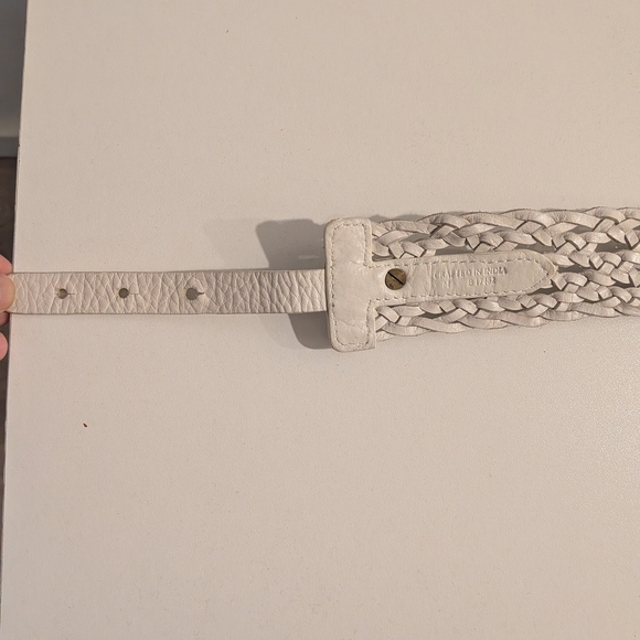 Cole Haan White Braided Belt with Gold Ring - Picture 9 of 9